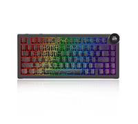 AK820 V2 75% Compact Mechanical Keyboard, 81 Keys, Tri-Mode (2.4G/Bluetooth/Wired), 10000mAh Battery, 0.9” TFT Smart Display Knob, Gasket Mount, Hot-Swappable, RGB Backlit, Black Contour Keycaps