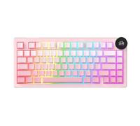 AK820 V2 75% Compact Mechanical Keyboard, 81 Keys, Tri-Mode (2.4G/Bluetooth/Wired), 10000mAh Battery, 0.9” TFT Smart Display Knob, Gasket Mount, Hot-Swappable, RGB Backlit, White Pink Ombre