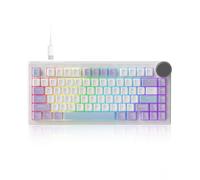 AK820 V2 8KHz Magnetic Mechanical Keyboard Bingyu Hall Effect Rapid Trigger | 0.01mm Adjustable Actuation, Gasket Mount, RGB Metal Knob, USB-C Wired, 75% 81 Key Hot-Swappable, Blue White Purple