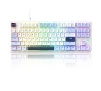 AK870 80% Wired Mechanical Keyboard, Hot-Swappable Gasket-Mounted Gaming Keyboard with Linear Flying Fish Switch Switch, 87 PBT Keycaps Compact, RGB Backlit for Gamers & Typists (Glacier Blue)