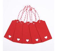 AKA® 100PCS Christmas Kraft Paper Gift Tags Price Wedding Scallop Label Blank Luggage (Rectangular-Red)