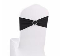 AKA 100PCS Elasticity Stretch Chair cover Band with Buckle Slider Sashes Bow Decor Wedding (Royal Blue) (Black)