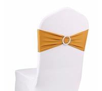 AKA 100PCS Elasticity Stretch Chair cover Band with Buckle Slider Sashes Bow Decor Wedding (Royal Blue) (Gold)