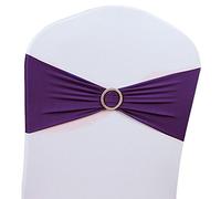 AKA 100PCS Elasticity Stretch Chair cover Band with Buckle Slider Sashes Bow Decor Wedding (Royal Blue) (Dark Purple)