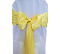 AKA®100pcs Satin Chair Sash 275cmx18cm Chair Sash Bow Back Tie Ribbon Wedding Banquet Decoration (Yellow)