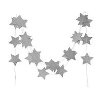 AKA 13Feet(4m) Five-pointed Star String Paper Garland Hanging Decoration Wedding Birthday Party Baby Shower Background Decorative (Silver)