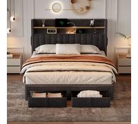 AKA Double Upholstered Bed with 2 Storage Drawers in Grey AKA Grey Double