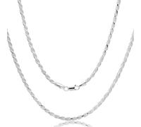 Aka Gioielli ® - 4mm Rope Link Chain - Necklace for Men and Women in Solid 925 Sterling Silver - 70 cm long