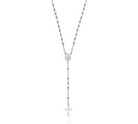 Aka Gioielli ® - 925 Silver Rosary Necklace with Miraculous Madonna Medal and Cross Pendant for Women