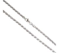 Aka Gioielli® - 925 Sterling Silver Rhodium Plated Men and Women Necklace - 3 mm Diamond Cut Rope Chain - 24 inch long