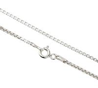 Aka Gioielli® - 925 Sterling Silver Rhodium Plated Women Necklace - Diamond Cut Venice Box Chain 1.4 mm - 22 inch long