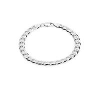 AKA Gioielli® - Men's/Women's Rhodium-Plated 925 Sterling Silver Bracelet - Curb Chain 7.4 mm - Length: 20 x 22 cm, Sterling Silver