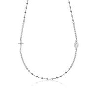 Aka Gioielli ® - Rosary Necklace in 925 Silver with Miraculous Madonna Medal and Cross for Women and Men