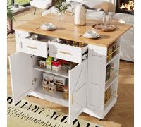 AKA Kitchen Island on Wheels Rolling Island Cart with 2 Drawers in White AKA White