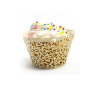 AKA® Little Flower Vine Lace Laser Cut Cupcake Wrappers Wraps Liners Baking Cup Muffin Case Trays Wedding Birthday Party Decoration (50pcs, Ivory)