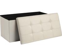 AKA Storage Ottoman Bench Chest with Lid Beige Linen | Size: Medium AKA Beige M