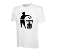 AKA Textile Bin Fascism Printed T-Shirt, Anti Nazi Nationalisam Peace Trash Short Sleeve Cotton Tee Tops (UK, Alpha, S, XXL, Regular, Regular, SM, White)