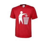 AKA Textile Bin Fascism Printed T-Shirt, Anti Nazi Nationalisam Peace Trash Short Sleeve Cotton Tee Tops (UK, Alpha, S, XXL, Regular, Regular, XL, Red)