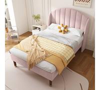 AKA Upholstered bed Single Bed 3ft with slatted frame & headboard in Bright Pink AKA Bright Pink Single