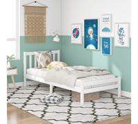 AKA Wooden Bed Frame Single Bed 3ft Solid Wooden Bed Frame 90 x 190cm in White AKA White Single