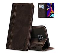 AKABEILA Case for Samsung Galaxy A5 2017 Mobile Phone Case, PU Leather Flip Case, Stand Wallet Protective Case, Flap Case Cover with Card Slot, Stand Function, Magnetic - Dark Brown
