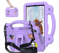 AKABEILA Compatible with Samsung Galaxy Tab A 8.4(2020)/Huawei MatePad T8 8.0(2020)/MediaPad M5 Lite 8/MediaPad M6 8.4(2019) Tablet Case, Shoulder Strap & Stand Handle for Girl Kid Gift Light Purple