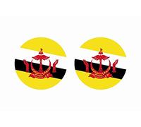 Akachafactory 2 x Round Brunei Flag Stickers