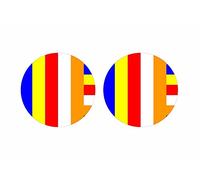 Akachafactory 2 x Round Buddhist Buddhist Flag Stickers
