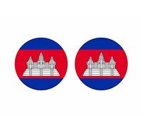 Akachafactory 2 x Round Cambodia Flag Stickers