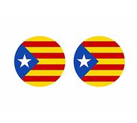 Akachafactory 2 x Round Catalan Flag Stickers