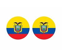 Akachafactory 2 x Round Ecuador Flag Stickers