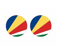 Akachafactory 2 x Round Self-Adhesive Stickers with Seychelles Flag Design