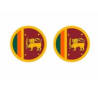Akachafactory 2 x Round Self-Adhesive Stickers with Sri Lanka Flag