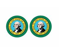 Akachafactory 2 x Round Self-Adhesive Washington USA Flag Stickers