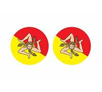 Akachafactory 2 x Round Sicilian Sicilian Sicilia Self-Adhesive Stickers