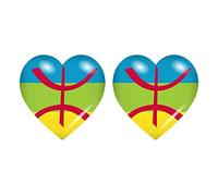 Akachafactory 2x Sticker flag vinyl country heart berbers kabylie amazighs
