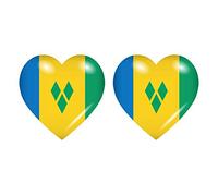 Akachafactory 2x Sticker flag vinyl country heart Saint vincent grenadines WV