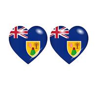 Akachafactory 2x Sticker flag vinyl country heart TC turks caicos