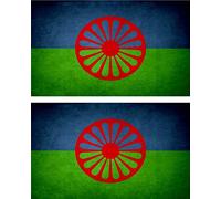 Akachafactory 2x Sticker flag vinyl country vintage romani gipsy roma