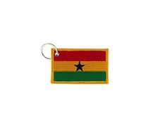 Akachafactory Keychain keyring embroidered embroidery patch double sided flag ghana