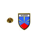 Akachafactory Lapel Pin Badge Souvenir City Flag Country Coat of Arms Reunion Island, Resin