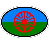 Akachafactory Sticker oval flag vinyl country code romani gipsy roma