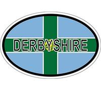 Akachafactory Sticker oval flag vinyl country code uk county derbyshire