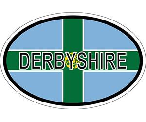 Akachafactory Sticker oval flag vinyl country code uk county derbyshire