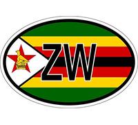 Akachafactory Sticker oval flag vinyl country code ZW zimbabwe