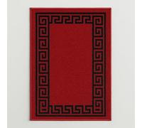 AKADIL Washable Door Mats Indoor & Outdoor Heavy Duty Non-slip Rug, Perfect Dust Grabbing Doormats,S mall & Large Doormats, Hall Runner and Door Mat (Red Black-greek, 67 x 220 cm (Runner))