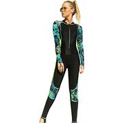 Akaeys Women's Full Body Swimsuit Rash Guard One Piece Long Sleeve Long Leg Swimwear with UV Sun Protection, Black-2, Medium
