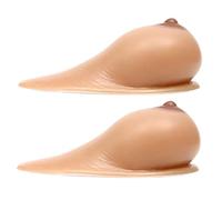 AKAFKKPYXSD Silicone Breast Prosthetic Self-adhesive Women Artificial Fake Boobs Mastectomy Crossdresser Transgender Cosplay Bra Enhancer(B Cup (600g/Pair), Suntan)