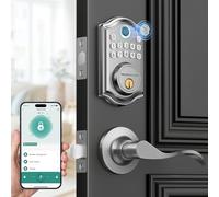 AkaGear - Keyless Entry Door Lock Set with Handle, Keypad Deadbolt, Electronic Lock with Lever Handle, Smart Front Door Lock, Control