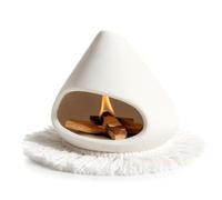 Akaguies Palo Santo Holder Burner, Modern Incense Holder for Clay Sticks, Round, White, 5.3x4.9x4.5 inches, Matte Finish, Unique Design with Handmade Heat Insulated Mat